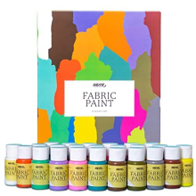 Permanent Washable Fabric Paint – 24 Colours Set x 30ml – Acrylic Textile Paint Pack Ideal for Painting Clothes, T-shirts, Leather, Sneakers,