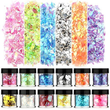12 Colors Iridescent Glitter Flakes Holographic Nail Sequins Chunky Glitter Irregular Resin Epoxy Paint Art Craft Festival Cosmetic Body Glitter(Large