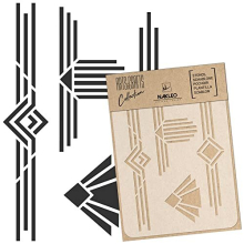 NAKLEO DIY Reusable Plastic Stencil - Art Deco Frames Borders 2 - Art Craft Wall Painting Pattern Template Scrapbooking Decoupage - Fabric Furniture