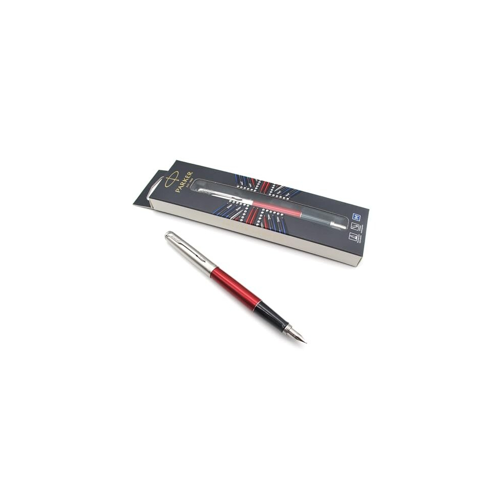 Jotter Stainless Steel Fountain Pen - Kensington Red Lacquer - Medium Nib - London Edition