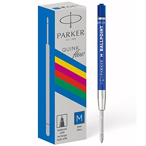 Parker Ballpoint Pen Refills Medium Point Blue QUINKflow Ink 20 Count
