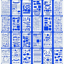 24 PCS Bullet Notebook Journal Stencil Plastic Planner Set for Journaling Suppies/Diary/Scrapbook DIY Drawing Template Stencils 4x7 Inches Kit