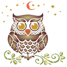 Owl Stencil, 16.51 x 16.51 cm (L) - Decorative Night Bird Nocturnal Animal Wildlife DIY Birds Stencils