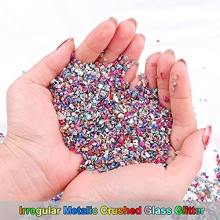 100g/3.5oz Irregular Metallic Chips Crushed Glass Nail Decoration 2-4 mm Glittering Nail Glass for DIY Nail Crafts Epoxy Resin Vase Stuffing Mobile