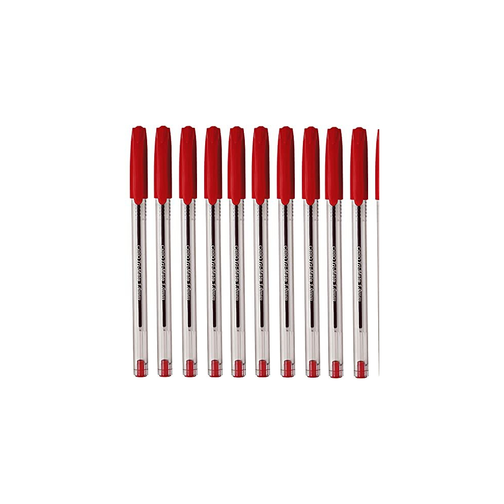 Tri-Mate Red Ballpoint Pens Pack of 100, Medium Point (1.0 mm) Bulk pack, For school,Office Red Pen