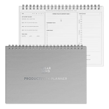Daily Productivity Planner by Clear Mind Concepts - A4 Spiral Bound, 160gsm Thick Double-Sided Pages for Mind, Body, Spirit & Time Management for 6