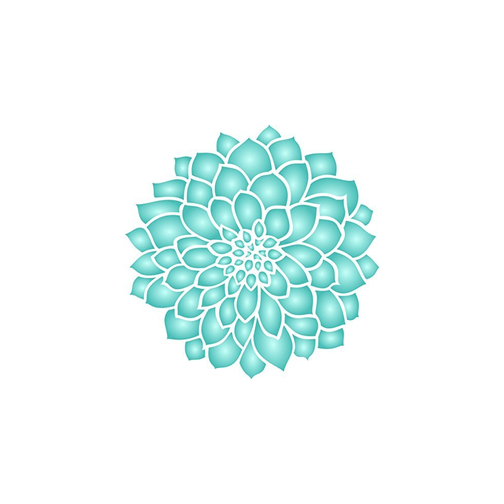Zinnia Stencil - 21.5 X 21.5Cm (M) - Reusable Large Dahlia Flower Pattern Plant Wall Stencil Template 4953823184128
