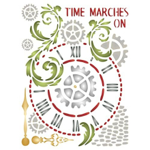 Time Machine Stencil, 16.5 x 21.5 cm (M) - Clock Face Mixed Media Layering Time Marches On Stencils for Painting Template