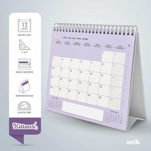 Cat Desk Calendar 2024 | Desktop Calendar 2024 | 8 x 7 inches - 20 x 17 ...