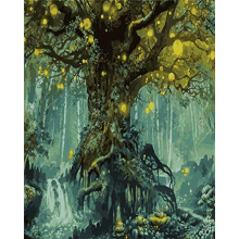 DIY Paint by Numbers Kits, Amiiba Fantasy Forest Psychedelic Magical Tree of Life 16x20 inch Acrylic Painting by Number Wall Art Crafts (Forest,