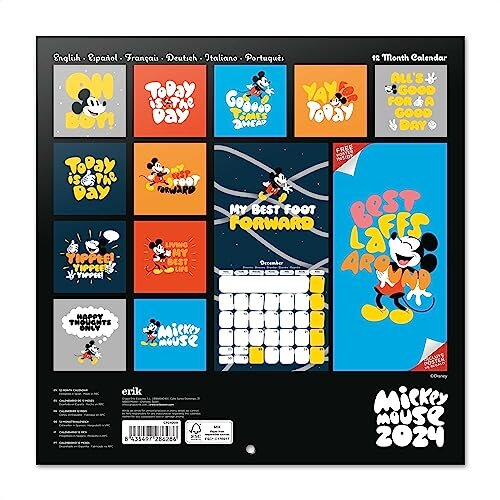 Disney Mickey Mouse Wall Calendar 2024 12" x 12" 12 Month Planner