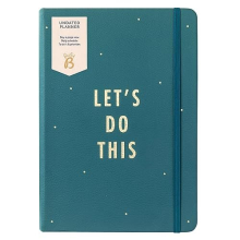 Undated Planner - Pine - Faux Leather Undated Planner Diary with Elastic Closure and Ribbon Page Marker