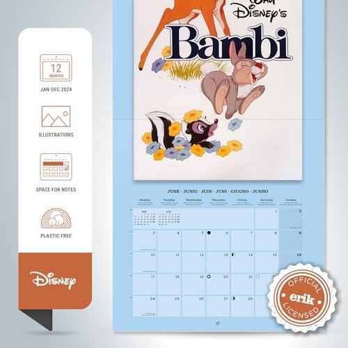 Disney Classic Film Wall Calendar 2024 12" X 12" | 12 Month Planner ...