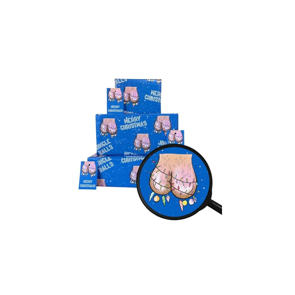 Christmas Wrapping Paper Sheets + Gift Tags (Pack 6) Funny Rude Novelty Design for Her Women