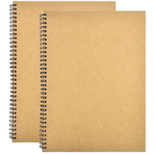 2 Pack Sketch Notebook, 280 Sides/140 Pages A4 Coil Sketchbook, A4 Spiral Blank Notebook Plain Notepad, Sketch Book Paper, Kraft Cover Blank Sketch