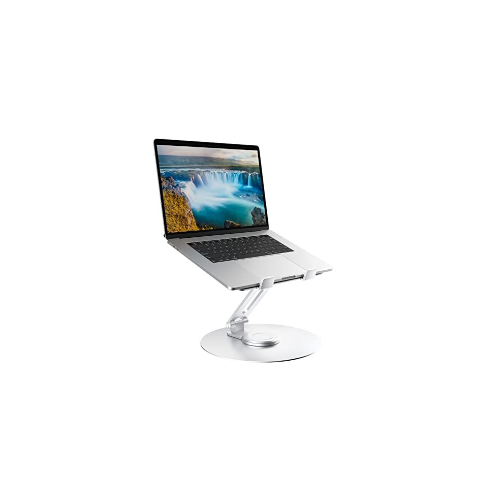 Swivel Laptop Stand For Desk, Adjustable Height Aluminum Computer Stand With 360 Rotating Base, Foldable Ergonomic Riser, Portable Laptop Holder 6974774260134