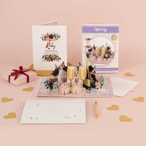 - Ruby Wedding Anniversary Pop Up Card | 40th Wedding Anniversary Card | Handmade 1