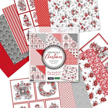 Kanban Crafts Greyscale Christmas 8 x 8 Inch Designer Premium Paper Pack - 24 Sheets of 190gsm Double-Sided Papers Featuring Christmas Imagery in