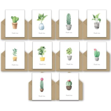 30 Cactus Thank You Cards made from Recycled Card - Ten Different Designs