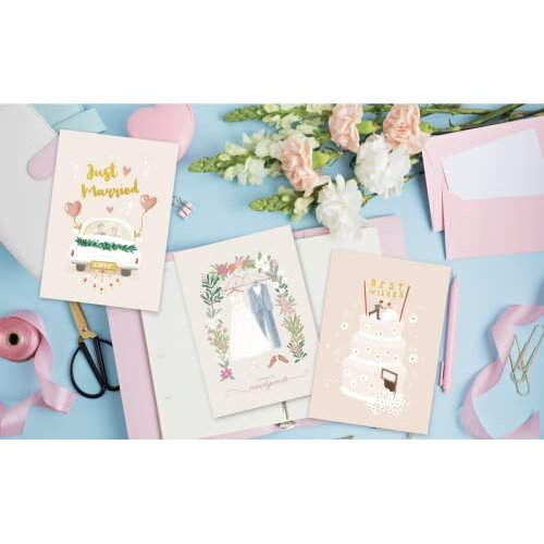 5x7 Wedding Greeting Cards with Envelopes (Bulk 10-Pack) Matching Peel-and-Seal Envelopes | Assorted Bulk | Engagement, Blank Notes Box Assorted 2