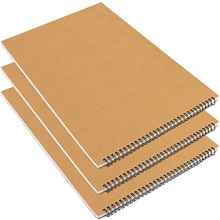 3 Pack A3 Sketchbook, Kraft Cover Spiral Bound Notebook Sketch Pad, 30 Sheets/60 Pages Blank Paper Sketch Book for Sketching, Scrapbooking, 420 x