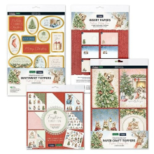 Kanban Crafts Festive Furry Fun Bundle Contains Festive Furry Fun 8 x 8 Premium Paper, Insert Papers, Foiled Paper Craft Toppers & Foiled Sentiment
