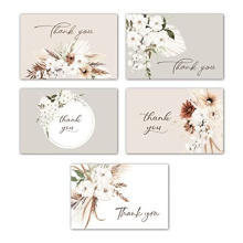 4x6 Boho Floral Thank You Cards with Envelopes Bulk 20-Pack Matching Envelopes Assorted Watercolor Birthday Party, Baby Shower, Bridal, Weddings,
