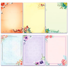 A4 Japanese Stationery Paper, 48 Sheets Letters Writing Papers, Printer Friendly Stationary, Color Printed on Both Sides, Ink Painting Classic Vintage