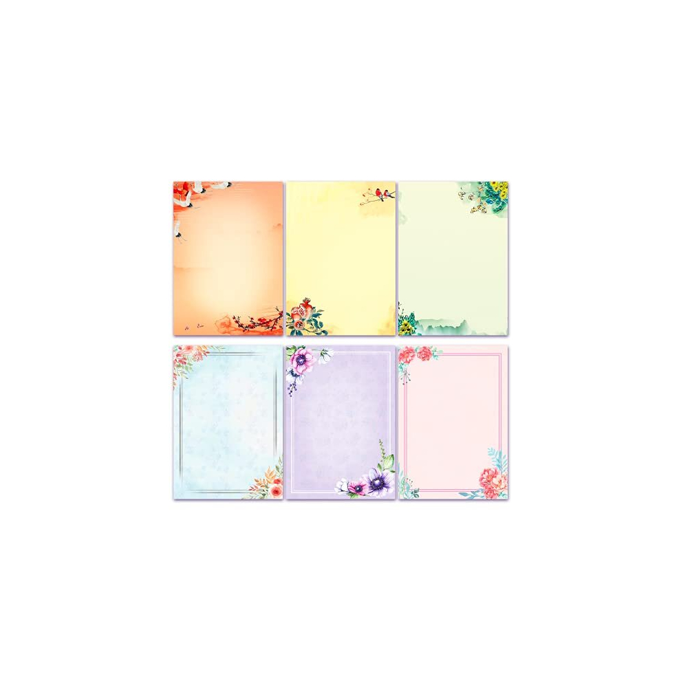 Anzon Mories A4 Japanese Stationery Paper, 48 Sheets Letters Writing Papers, Printer Friendly Stationary, Color Printed On Both Sides, Ink Painting Classic Vintage