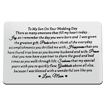 Son Wedding Day Gift from Mum Engraved Wallet Insert Card Gifts for Son on His Wedding Day to My Son Gifts Wedding Gifts for Son Wallet Card Gifts Mum