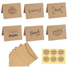 Thank You Cards 6 Designs Brown Kraft Paper Thank U Greeting Note Card with Envelopes and Stickers for Graduation, Business, Wedding, Baby Shower and