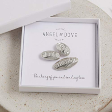 3 Pewter 'Peace, Love, Strength' Pebbles Sympathy Gift with Bag & Card