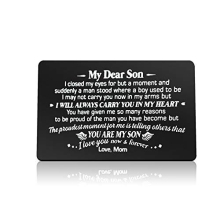 Son Gifts from Mum Engraved Wallet Insert Card for Son Christmas Birthday Gifts for Son Graduation Wedding Fathers Day Gift Son Wallet Card from Mum