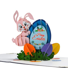 Cute Happy Easter Bunny Pop Up 3D card. Special Occasion Easter Celebration, a delightful surprise greeting card for Kids,Children,Family and Friends.