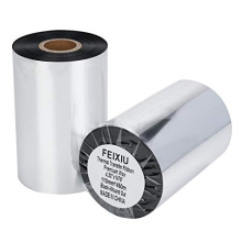 thermal transfer ribbon 4.33" x 1478' (110mmx450m) - 1 Roll. Resin Enhanced Wax 1/2 Inch Core Barcode Ribbon Ink Out for Label, Tag Barcode Printing