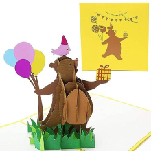 Dancing Bear 3D Pop Up Greeting Card for All Occasions - Baby Animal Lovers, Classic Show - Folds Flat for Mailing - Baby Shower, Birthday Gift, Get
