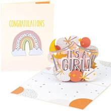 "Congratulations It's a Girl!" 3D Pop Up Card - Gender Reveal Pop Up Card, Baby Shower, Newly Expecting, Newborn Announcement, Happy Birthday - For