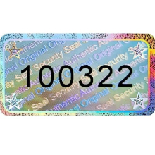 90 pcs - 3D hologram seal with serial number, tamper proof - 30 * 16mm silver glossy - security seal, quality seal, security labels, self-adhesive