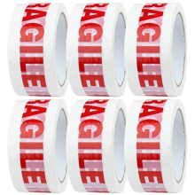 Fragile Tape | 6 x Low Noise Fragile Packing Tape | 48mm x 66m Fragile Tape Rolls | Packing Tape Strong for Moving House, Packing Parcels, Cardboard