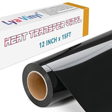 15FT Heat Transfer Vinyl, Black Iron on Vinyl Roll for Cricut, Silhouette Cameo, Black HTV Vinyl for DIY Fabric, Clothes, Bags, and Other Textiles