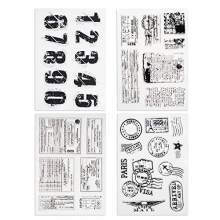4 Themes 34Pcs Clear Stamps, Retro Rubber Clear Stamp, Transparent Silicone Clear Stamps Seal for DIY Scrapbooking Card Making Decoration, Style A