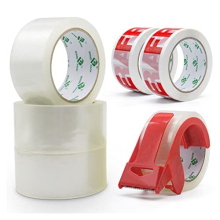 6 Rolls(4 Clear + 2 Fragile) + 1 Dispenser,No Bubble Secure and Sticky Packing Tape,Heavy Duty Packaging Tape for Moving, Parcels Sealing,