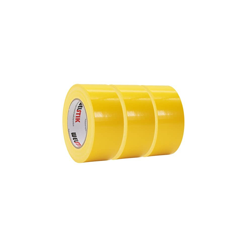 Professional Duct Tape 3 Pack 48Mm X 27M Waterproof Tape Fabric Coloured Gaffer Tape For Repairs, Diy, Crafts, Indoor And Outdoor Use,Yellow 732236862274