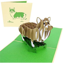 Corgi Puppy 3D Pop Up Greeting Card for All Occasions - Corgi Gift, Furry Corgi Butt, Dog Mom - Folds Flat for Mailing - Mothers Day Card, Happy