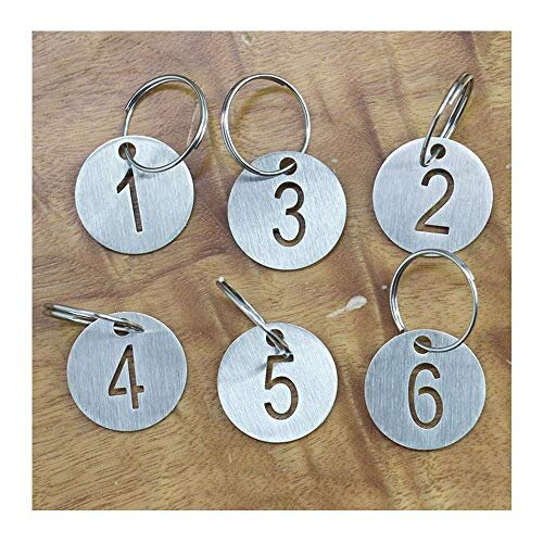 Hollowed Numbered Tags with Key Ring Stainless Steel Circle Tags (1-25)