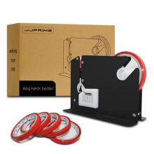 - Bag Neck Sealer PVC Tape Fruit Veg Meat Ingredients Packaging Fit Up to 12mm Wide Tapes + Free 6 Rolls (Black)