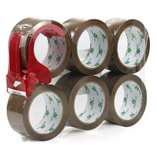 Quiet No Noise Silent Brown Packing Tape,Heavy Duty Packaging Tape for Moving Box,6 Rolls 60mic x48mm x66m with a Free Tape Gun