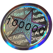 98 pcs - 3D hologram seal 20mm silver glossy, tamper proof - security seal, quality seal, warranty seal, security labels, label self-adhesive,