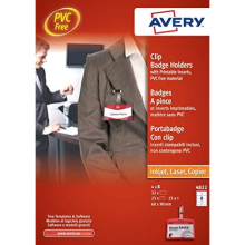 4832 Clip Badge Holders with Printable Name Inserts (90 x 60 mm Badges) - White, Pack of 25