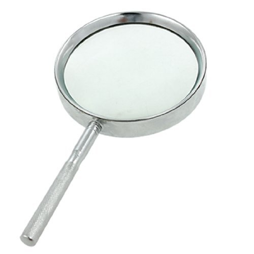 Metal Frame Silver Tone Nonslip Grip 4X Magnifying Glass